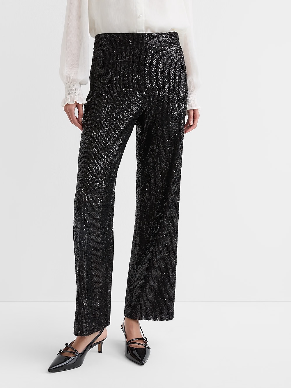 Loft - NWT Black Sequin Women’s Straight-Leg Pants - Size 4